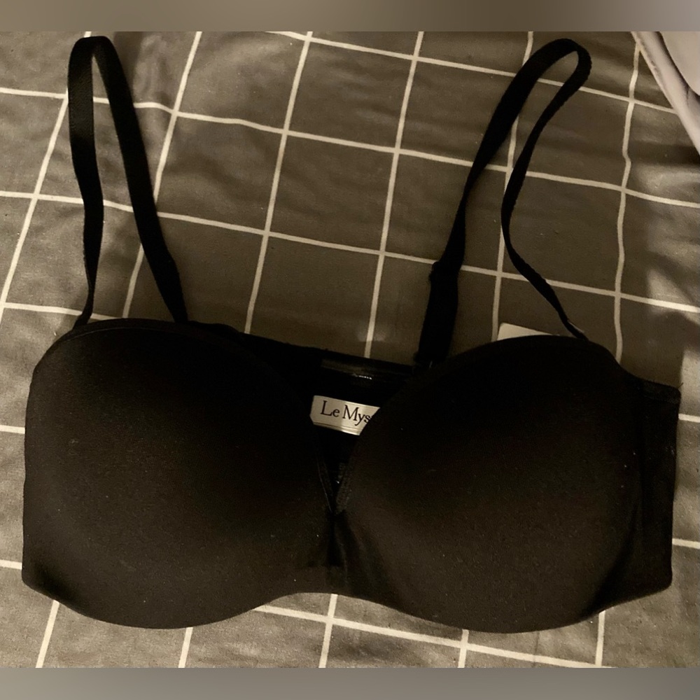 Le Mystere Bra 32A Black Sculptural Strapless 2755